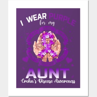 I Wear Purple For My Aunt Crohn's Disease Awareness Posters and Art